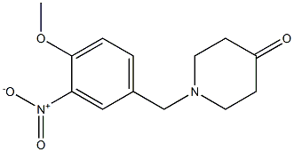 1-[(4-methoxy-3-nitrophenyl)methyl]piperidin-4-one Struktur