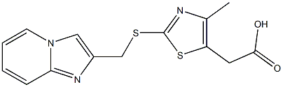 2-[2-({imidazo[1,2-a]pyridin-2-ylmethyl}sulfanyl)-4-methyl-1,3-thiazol-5-yl]acetic acid Struktur