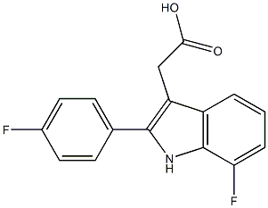 2-[7-fluoro-2-(4-fluorophenyl)-1H-indol-3-yl]acetic acid Struktur