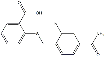2-{[(4-carbamoyl-2-fluorophenyl)methyl]sulfanyl}benzoic acid Structure