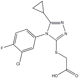 2-{[4-(3-chloro-4-fluorophenyl)-5-cyclopropyl-4H-1,2,4-triazol-3-yl]sulfanyl}acetic acid,,结构式