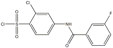 2-chloro-4-[(3-fluorobenzene)amido]benzene-1-sulfonyl chloride Struktur
