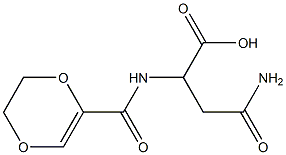 3-carbamoyl-2-(5,6-dihydro-1,4-dioxin-2-ylformamido)propanoic acid Struktur