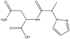 3-carbamoyl-2-[2-(1H-pyrazol-1-yl)propanamido]propanoic acid Struktur