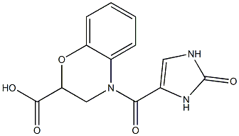 4-[(2-oxo-2,3-dihydro-1H-imidazol-4-yl)carbonyl]-3,4-dihydro-2H-1,4-benzoxazine-2-carboxylic acid 化学構造式