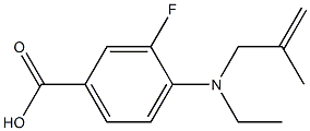 4-[ethyl(2-methylprop-2-en-1-yl)amino]-3-fluorobenzoic acid Struktur