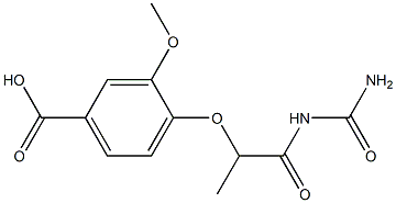 4-{[1-(carbamoylamino)-1-oxopropan-2-yl]oxy}-3-methoxybenzoic acid Struktur