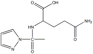 4-carbamoyl-2-[1-(1H-pyrazol-1-yl)acetamido]butanoic acid Struktur