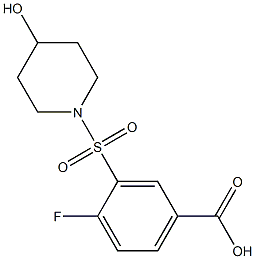 4-fluoro-3-[(4-hydroxypiperidine-1-)sulfonyl]benzoic acid Structure