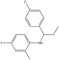 4-fluoro-N-[1-(4-fluorophenyl)propyl]-2-methylaniline 化学構造式