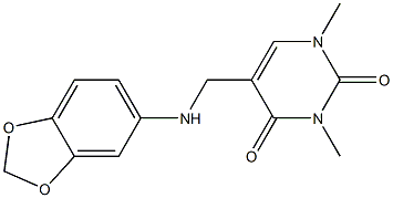 5-[(2H-1,3-benzodioxol-5-ylamino)methyl]-1,3-dimethyl-1,2,3,4-tetrahydropyrimidine-2,4-dione Struktur