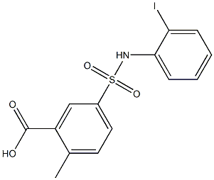 5-[(2-iodophenyl)sulfamoyl]-2-methylbenzoic acid 化学構造式