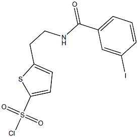 5-{2-[(3-iodophenyl)formamido]ethyl}thiophene-2-sulfonyl chloride Struktur