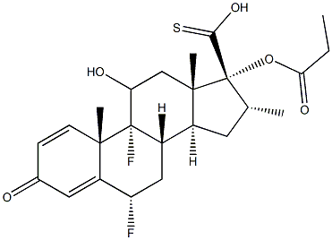 6a,9a-Difluoro-11-hydroxy-16a-methyl-3-oxo-17a-(propionyloxy)-androsta-1,4-diene-17-carbothioic Acid Struktur