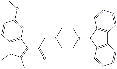 2-[4-(9H-fluoren-9-yl)-1-piperazinyl]-1-(5-methoxy-1,2-dimethyl-1H-indol-3-yl)ethanone|