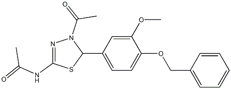N-{4-acetyl-5-[4-(benzyloxy)-3-methoxyphenyl]-4,5-dihydro-1,3,4-thiadiazol-2-yl}acetamide|