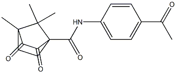 N-(4-acetylphenyl)-4,7,7-trimethyl-2,3-dioxobicyclo[2.2.1]heptane-1-carboxamide Struktur