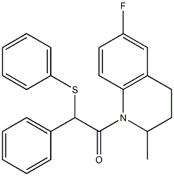 2-(6-fluoro-2-methyl-3,4-dihydroquinolin-1(2H)-yl)-2-oxo-1-phenylethyl phenyl sulfide Structure