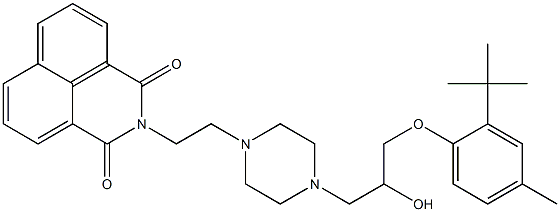 2-(2-{4-[3-(2-tert-butyl-4-methylphenoxy)-2-hydroxypropyl]-1-piperazinyl}ethyl)-1H-benzo[de]isoquinoline-1,3(2H)-dione 化学構造式