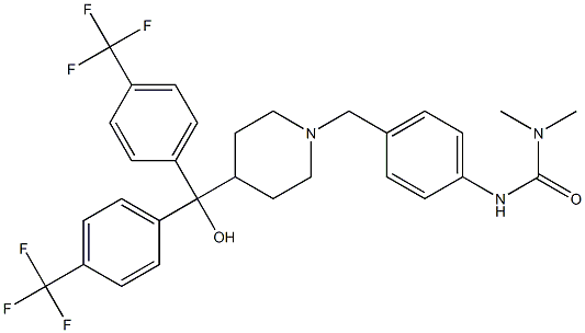 N'-(4-{[4-(hydroxy{bis[4-(trifluoromethyl)phenyl]}methyl)-1-piperidinyl]methyl}phenyl)-N,N-dimethylurea Struktur