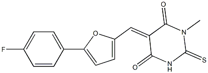 5-{[5-(4-fluorophenyl)-2-furyl]methylene}-1-methyl-2-thioxodihydro-4,6(1H,5H)-pyrimidinedione Structure