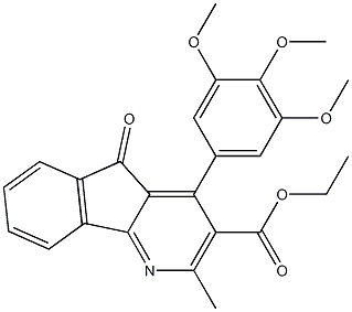 ethyl 2-methyl-5-oxo-4-(3,4,5-trimethoxyphenyl)-5H-indeno[1,2-b]pyridine-3-carboxylate Struktur