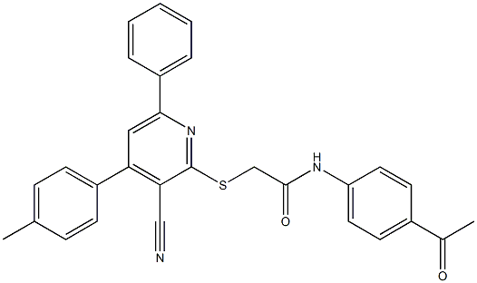 N-(4-acetylphenyl)-2-{[3-cyano-4-(4-methylphenyl)-6-phenyl-2-pyridinyl]sulfanyl}acetamide