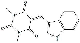 5-(1H-indol-3-ylmethylene)-1,3-dimethyl-2-thioxodihydro-4,6(1H,5H)-pyrimidinedione Structure