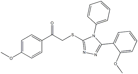 1-(4-methoxyphenyl)-2-{[5-(2-methoxyphenyl)-4-phenyl-4H-1,2,4-triazol-3-yl]sulfanyl}ethanone Struktur
