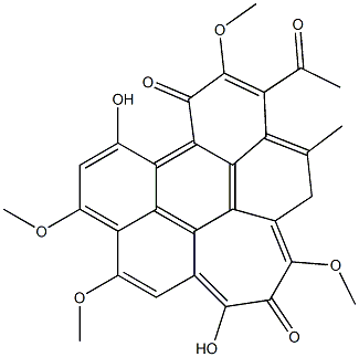 3-acetyl-6,11-dihydroxy-4,8,9,13-tetramethoxy-2-methyl-1H-cyclohepta[ghi]perylene-5,12-dione Structure