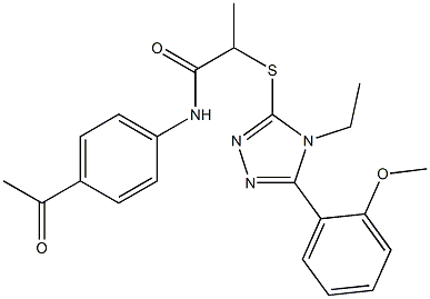 N-(4-acetylphenyl)-2-({4-ethyl-5-[2-(methyloxy)phenyl]-4H-1,2,4-triazol-3-yl}sulfanyl)propanamide Structure
