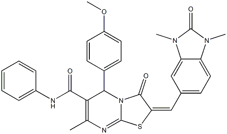 2-[(1,3-dimethyl-2-oxo-2,3-dihydro-1H-benzimidazol-5-yl)methylene]-5-(4-methoxyphenyl)-7-methyl-3-oxo-N-phenyl-2,3-dihydro-5H-[1,3]thiazolo[3,2-a]pyrimidine-6-carboxamide