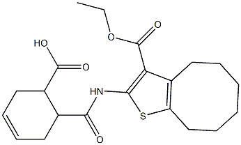6-({[3-(ethoxycarbonyl)-4,5,6,7,8,9-hexahydrocycloocta[b]thien-2-yl]amino}carbonyl)-3-cyclohexene-1-carboxylic acid Struktur