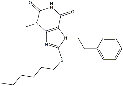 8-(hexylsulfanyl)-3-methyl-7-(2-phenylethyl)-3,7-dihydro-1H-purine-2,6-dione|