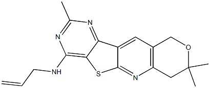 N-allyl-N-(2,8,8-trimethyl-7,10-dihydro-8H-pyrano[3'',4'':5',6']pyrido[3',2':4,5]thieno[3,2-d]pyrimidin-4-yl)amine 结构式