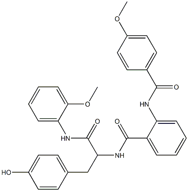 N-[1-(4-hydroxybenzyl)-2-(2-methoxyanilino)-2-oxoethyl]-2-[(4-methoxybenzoyl)amino]benzamide,,结构式
