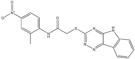N-{4-nitro-2-methylphenyl}-2-(5H-[1,2,4]triazino[5,6-b]indol-3-ylsulfanyl)acetamide,,结构式