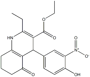  ethyl 2-ethyl-4-{4-hydroxy-3-nitrophenyl}-5-oxo-1,4,5,6,7,8-hexahydro-3-quinolinecarboxylate