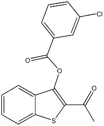 2-acetyl-1-benzothien-3-yl 3-chlorobenzoate Struktur