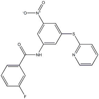 3-fluoro-N-[3-nitro-5-(pyridin-2-ylsulfanyl)phenyl]benzamide