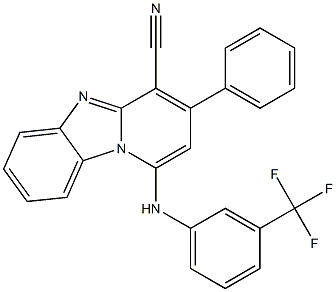 3-phenyl-1-[3-(trifluoromethyl)anilino]pyrido[1,2-a]benzimidazole-4-carbonitrile Struktur