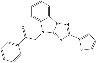 1-phenyl-2-[2-(2-thienyl)-4H-[1,2,4]triazolo[1,5-a]benzimidazol-4-yl]ethanone Struktur