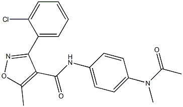 N-{4-[acetyl(methyl)amino]phenyl}-3-(2-chlorophenyl)-5-methyl-4-isoxazolecarboxamide Struktur