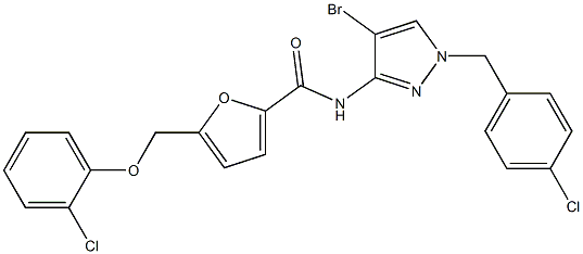 N-[4-bromo-1-(4-chlorobenzyl)-1H-pyrazol-3-yl]-5-[(2-chlorophenoxy)methyl]-2-furamide Struktur