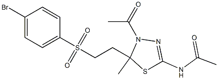 N-(4-acetyl-5-{2-[(4-bromophenyl)sulfonyl]ethyl}-5-methyl-4,5-dihydro-1,3,4-thiadiazol-2-yl)acetamide Structure