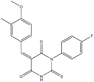 1-(4-fluorophenyl)-5-(4-methoxy-3-methylbenzylidene)-2-thioxodihydro-4,6(1H,5H)-pyrimidinedione Structure