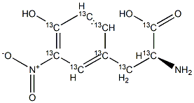3-硝基-L-酪氨酸-13C9 结构式