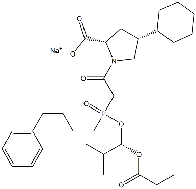 (4R)-4-Cyclohexyl-1-[[(R)-[(1S)-2-methyl-1-(1-oxopropoxy)propoxy](4-phenylbutyl)phosphinyl]acetyl]-L-proline sodium salt