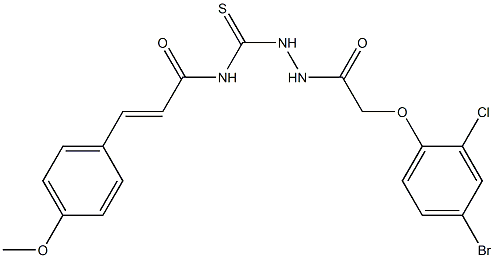 (E)-N-({2-[2-(4-bromo-2-chlorophenoxy)acetyl]hydrazino}carbothioyl)-3-(4-methoxyphenyl)-2-propenamide 结构式