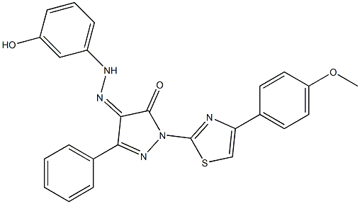 1-[4-(4-methoxyphenyl)-1,3-thiazol-2-yl]-3-phenyl-1H-pyrazole-4,5-dione 4-[N-(3-hydroxyphenyl)hydrazone]